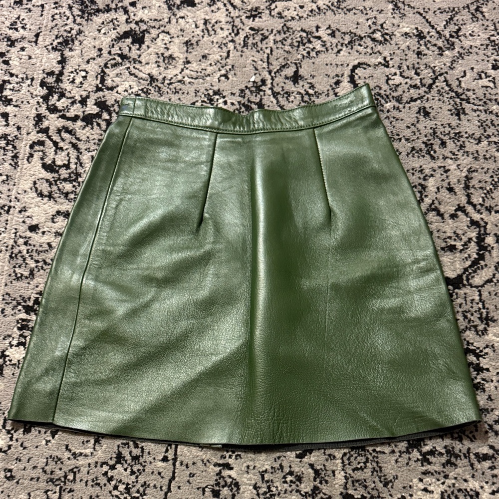Green Leather Pencil Skirt